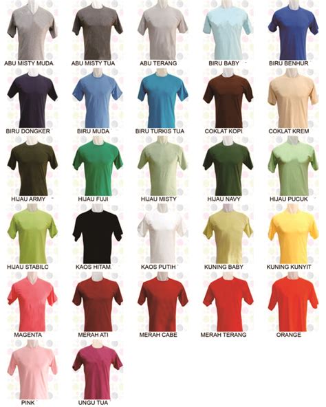 Katalog Warna Kaos Berkualitas untuk Pilihan Terbaik Anda!
